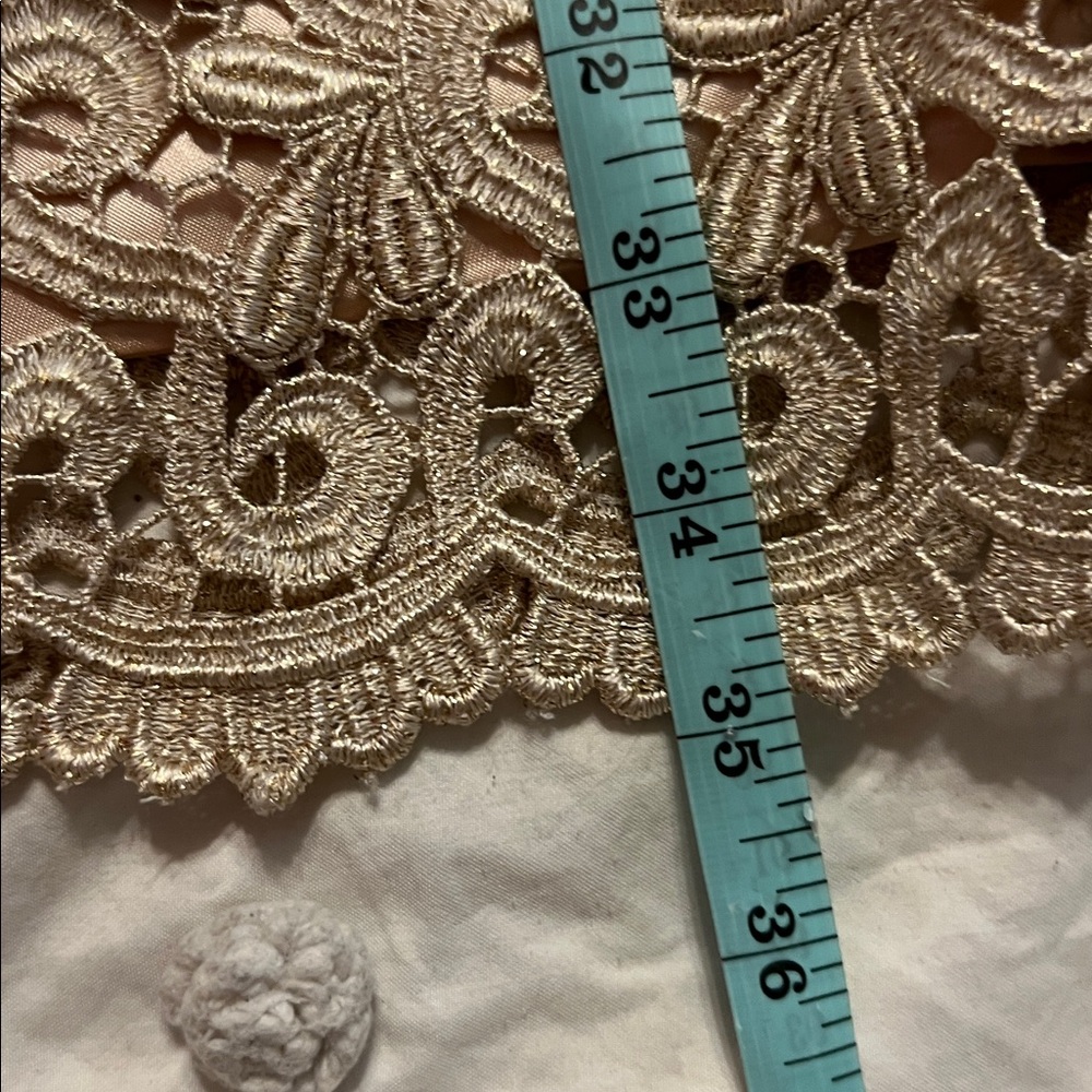 Jessica McClintock Vintage Gold Metallic Lace Cocktail Dress NWT 8 (Small) 90s - Picture 11 of 11